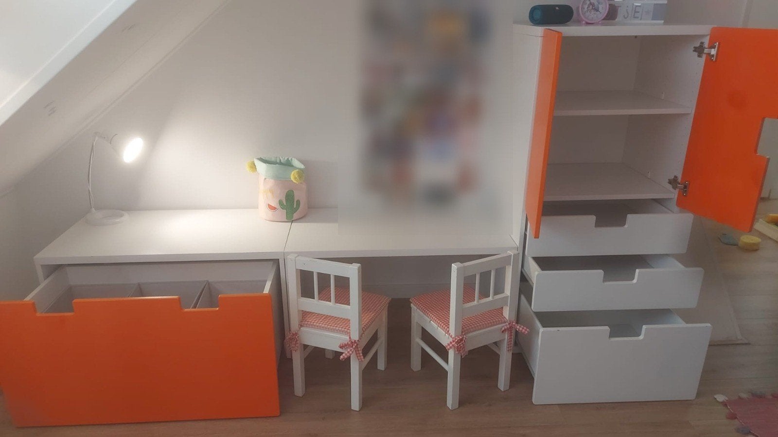 Combi kinderbureau, opberglade en kast (Ikea Smastad), Ophalen, Gebruikt, Overige typen, Meerkleurig