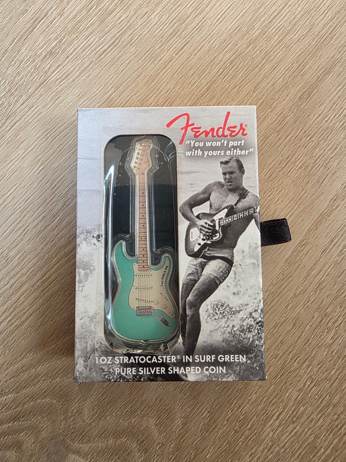 Fender Stratocaster Surf Green 1oz Zilveren Munt 2022, Ophalen of Verzenden, Overige landen, Losse munt, Zilver