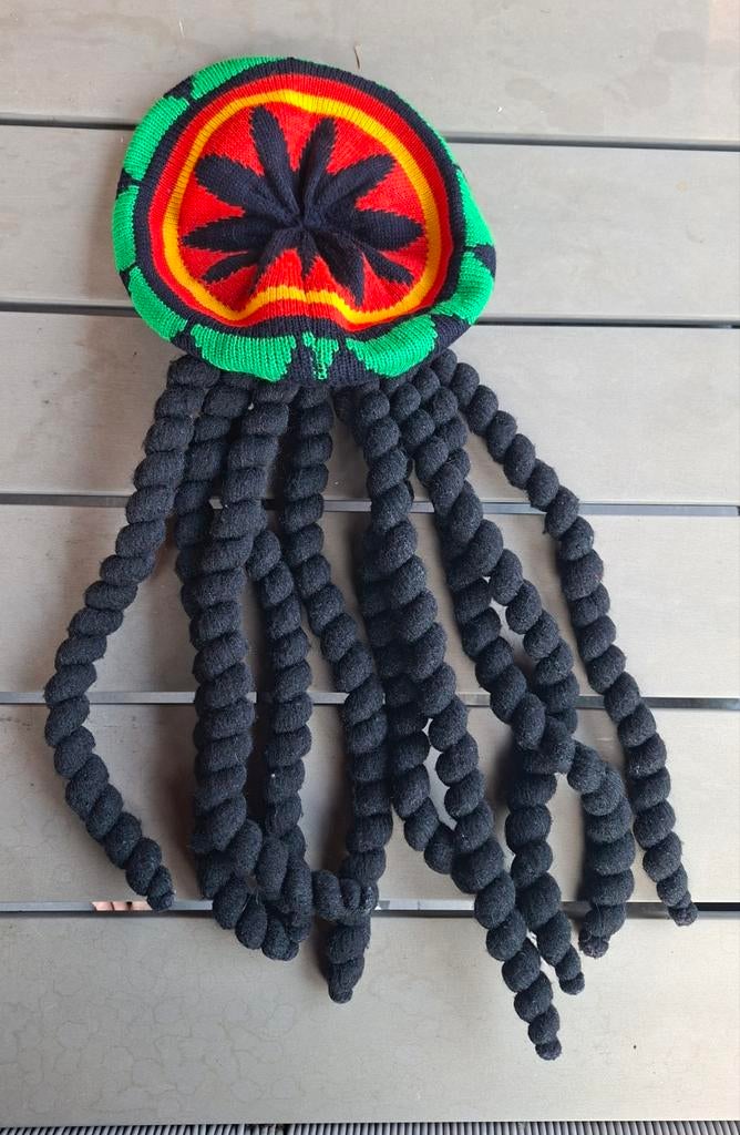 Rasta muts met dreadlocks, Ophalen of Verzenden, Zo goed als nieuw, One size fits all, Hoed