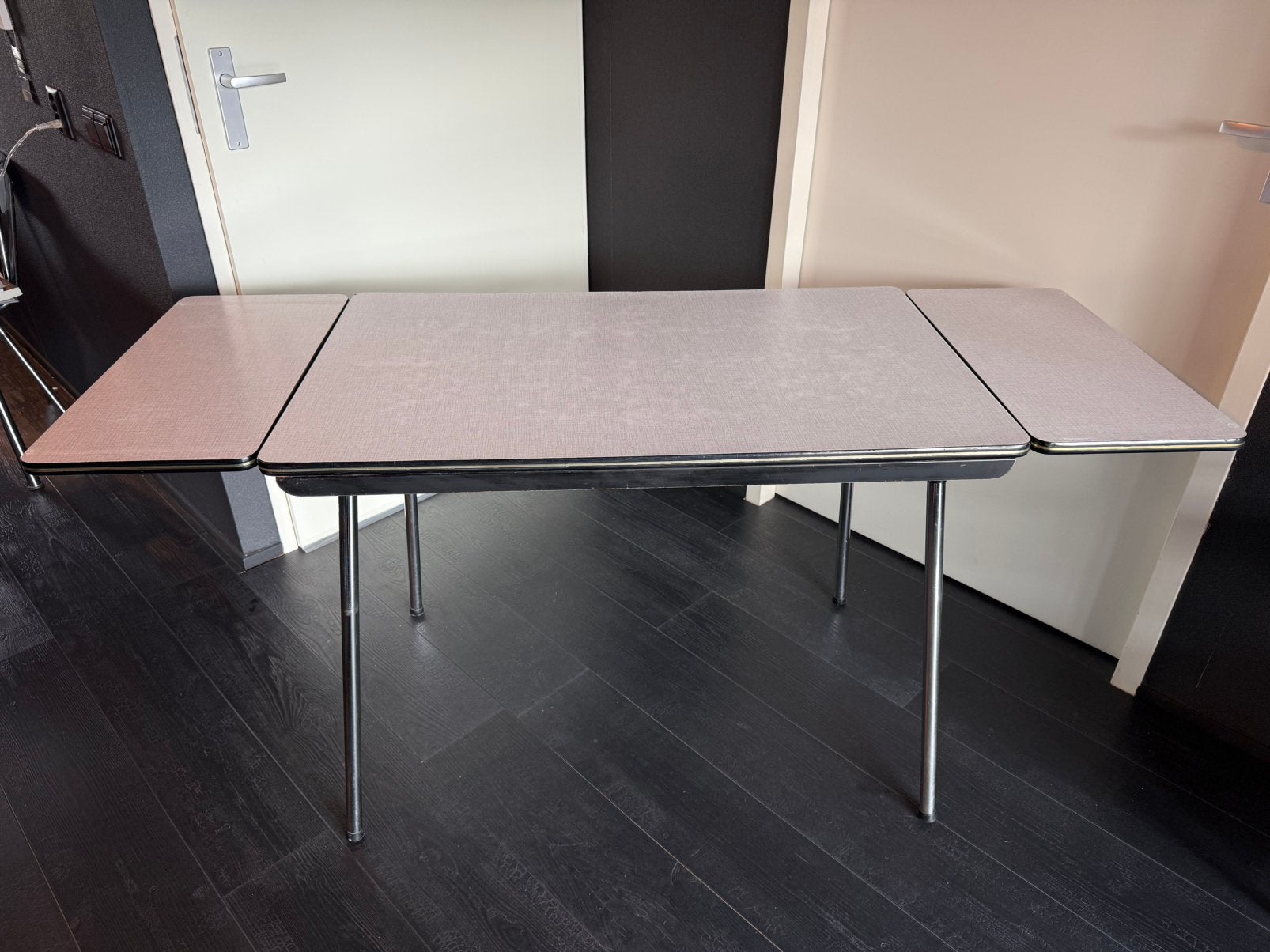 Formica uitschuifbare eettafel jaren 60 vintage, Ophalen, 100 tot 150 cm, 50 tot 100 cm, Zo goed als nieuw