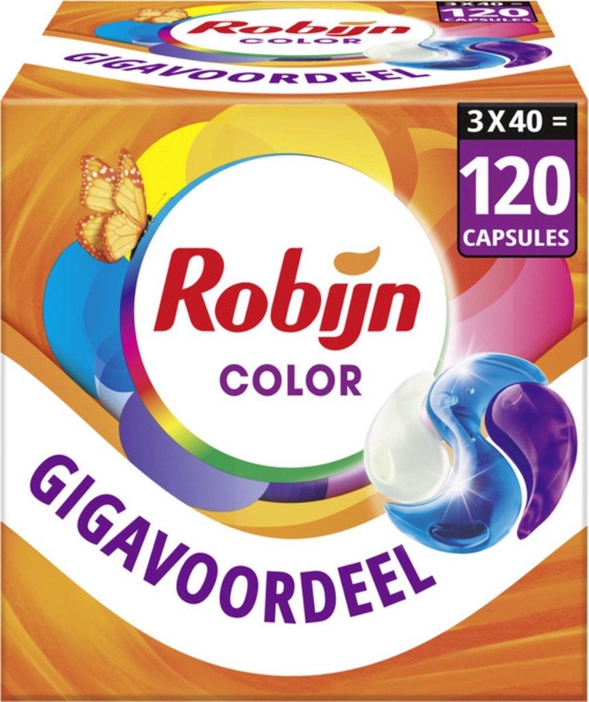 3 x 40 stuks Robijn Wasmiddel - 3-in-1 Wascapsules - Color, Verzenden