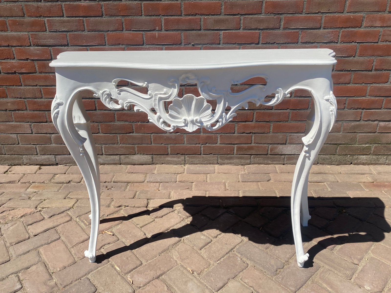 Sidetabel barok tafel kaptafel wit hout, Ophalen, Gebruikt, 100 tot 150 cm, 25 tot 50 cm