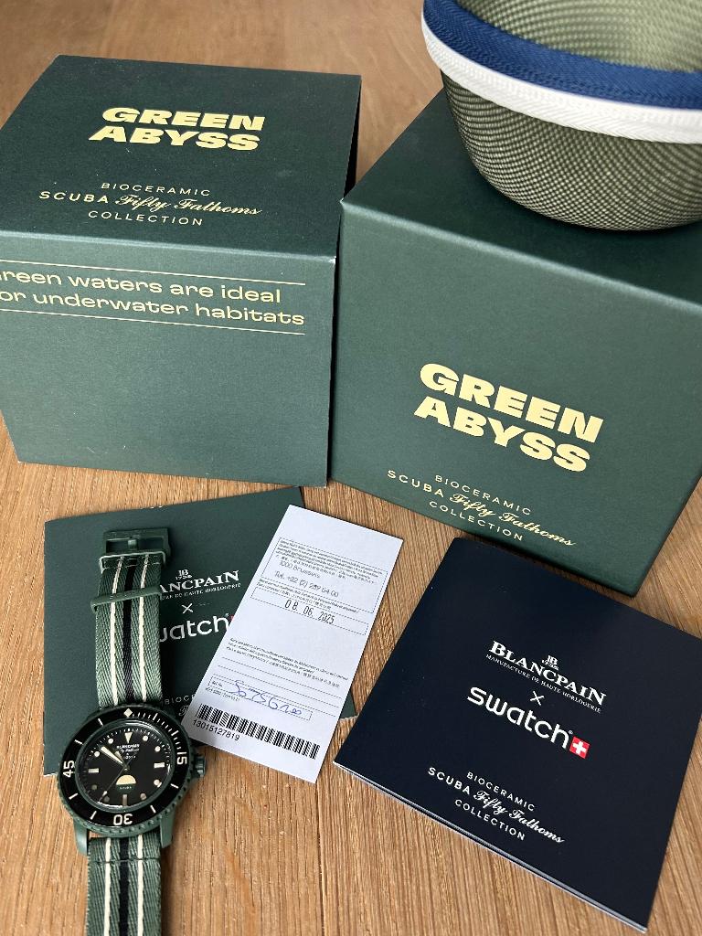 Blancpain x Swatch Green Abyss, Kunststof, Polshorloge, Swatch, Kunststof
