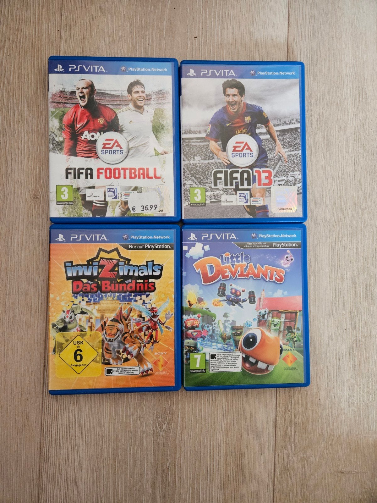 4x Sony PlayStation Vita spellen - FIFA, Invizimals, Little, Spelcomputers en Games, Gebruikt, 1 speler, Ophalen of Verzenden