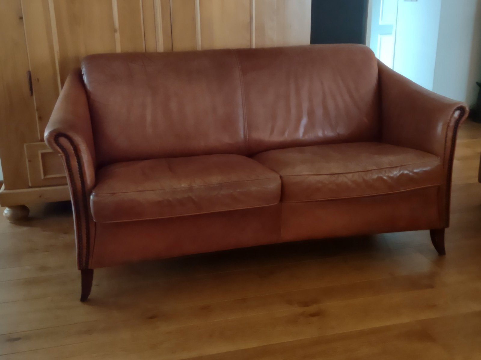 Bendic leren tweezits bank, Ophalen, Gebruikt, 150 tot 200 cm, Tweepersoons