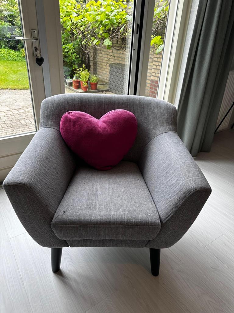 Fauteuil grijs, Ophalen of Verzenden, Gebruikt, 75 tot 100 cm, 50 tot 75 cm