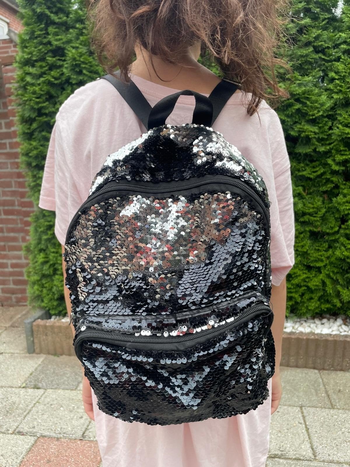 Glitter rugzak met omkeerbare pailletten, Gebruikt, 25 tot 40 cm, 30 tot 45 cm, Ophalen