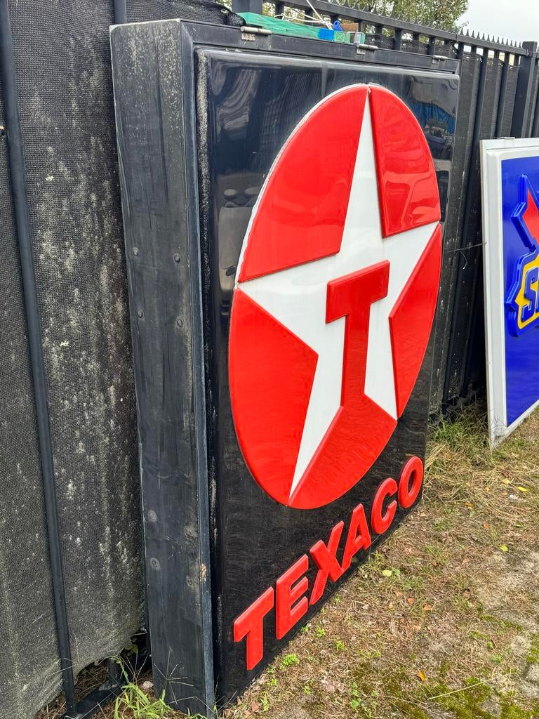 Groot Texaco Reclamebord - Vintage Lichtbak, Verzamelen, Merken en Reclamevoorwerpen, Ophalen, Gebruikt, ., Lichtbak of (neon) lamp