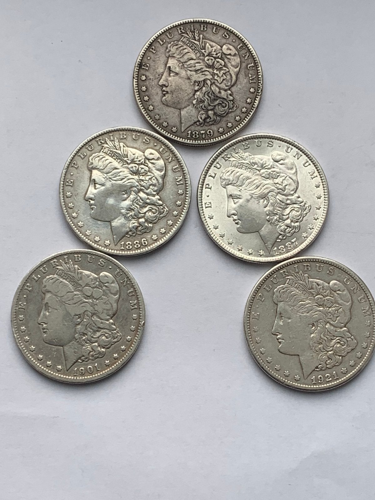 5 zilveren anericaabse morgan dollars, Ophalen of Verzenden, Noord-Amerika