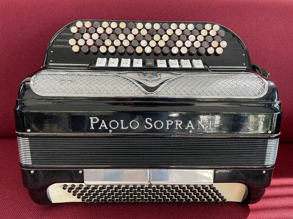 Italiaanse Paolo Soprani knopaccordeon.4korig.Musette.Bgriff, Muziek en Instrumenten, Accordeons, Overige merken, Gebruikt, Met koffer