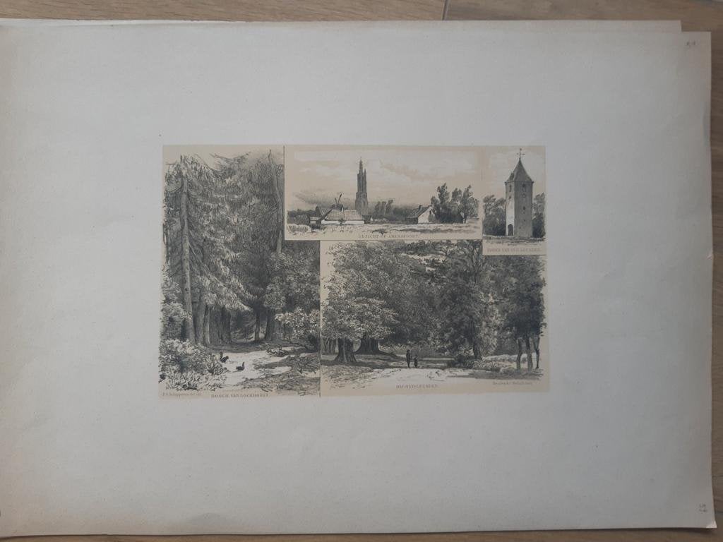 59 / Amersfoort / Lockhorst / Oud Leusden Litho 1875, Antiek en Kunst, Ophalen of Verzenden