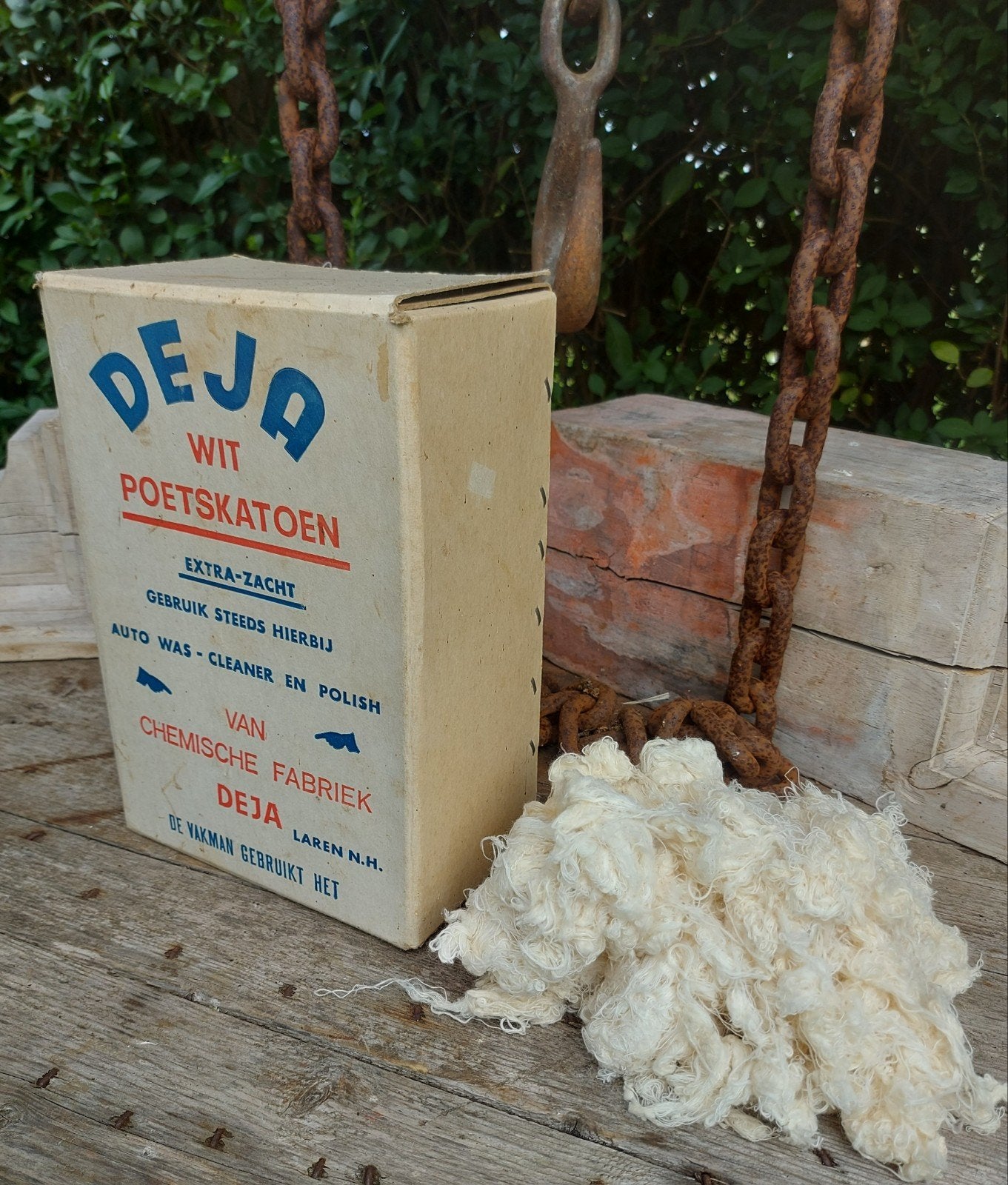 Vintage Deja Poetskatoen uit Laren Reclamedoos Jaren '40-'50, Ophalen of Verzenden, Gebruikt