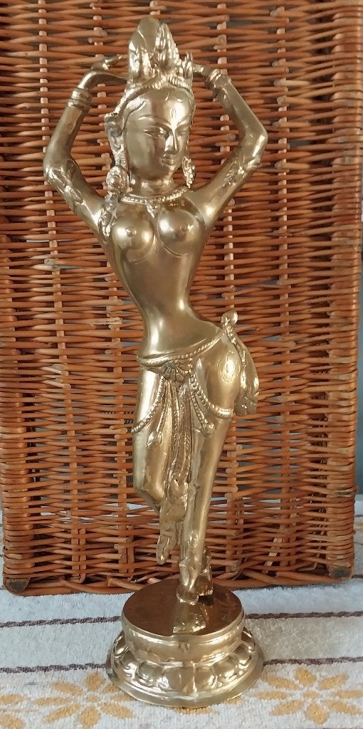 Boeddha Ganesha Tara Tempeldanseres brons ,Nepal,Buddha,,,, Gebruikt, 43 cm, Ophalen of Verzenden, Goud