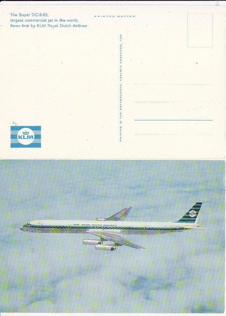 KLM The Super DC-8-63., Ophalen, Nieuw, Kaart, Foto of Prent