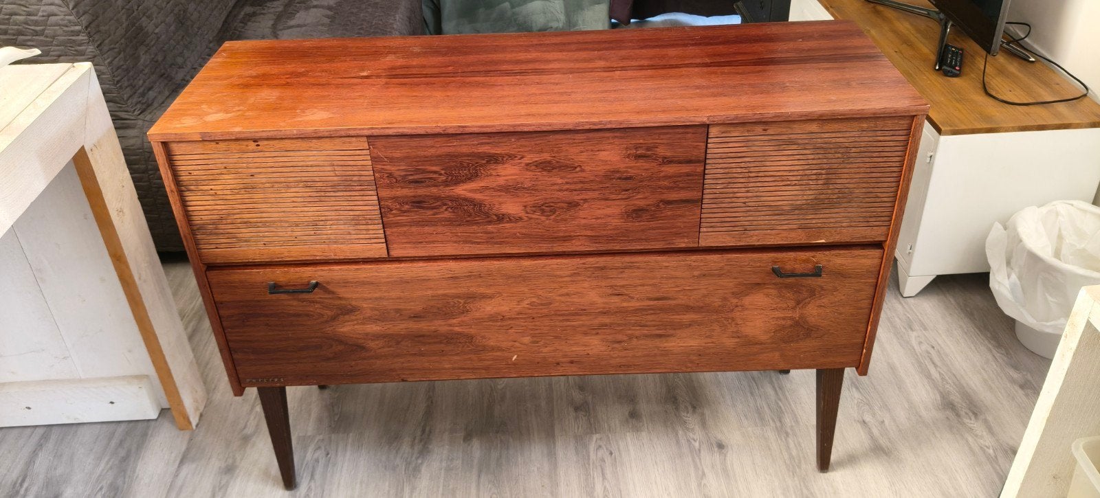 Vintage Philips Audiomeubel – Jaren '50 110x36x79, Ophalen, Gebruikt