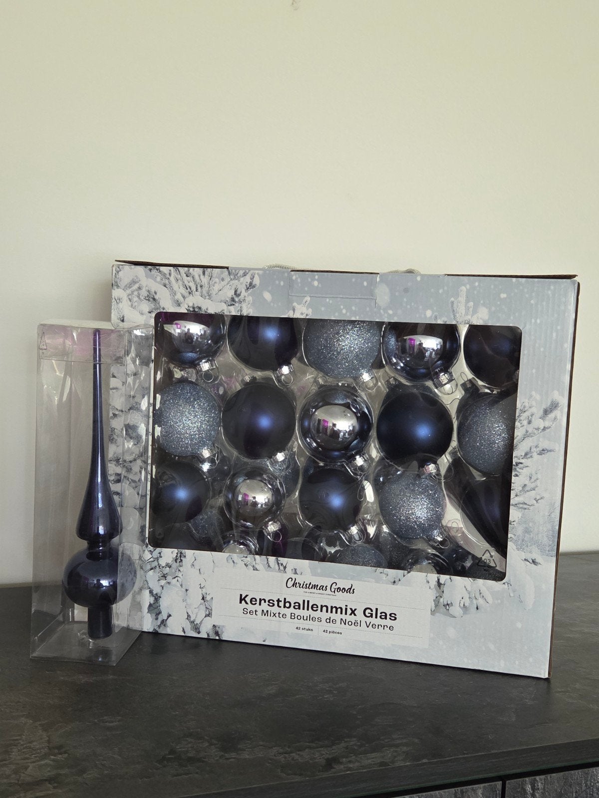 Kerstballen met bijpassende piek, Diversen, Kerst, Ophalen of Verzenden