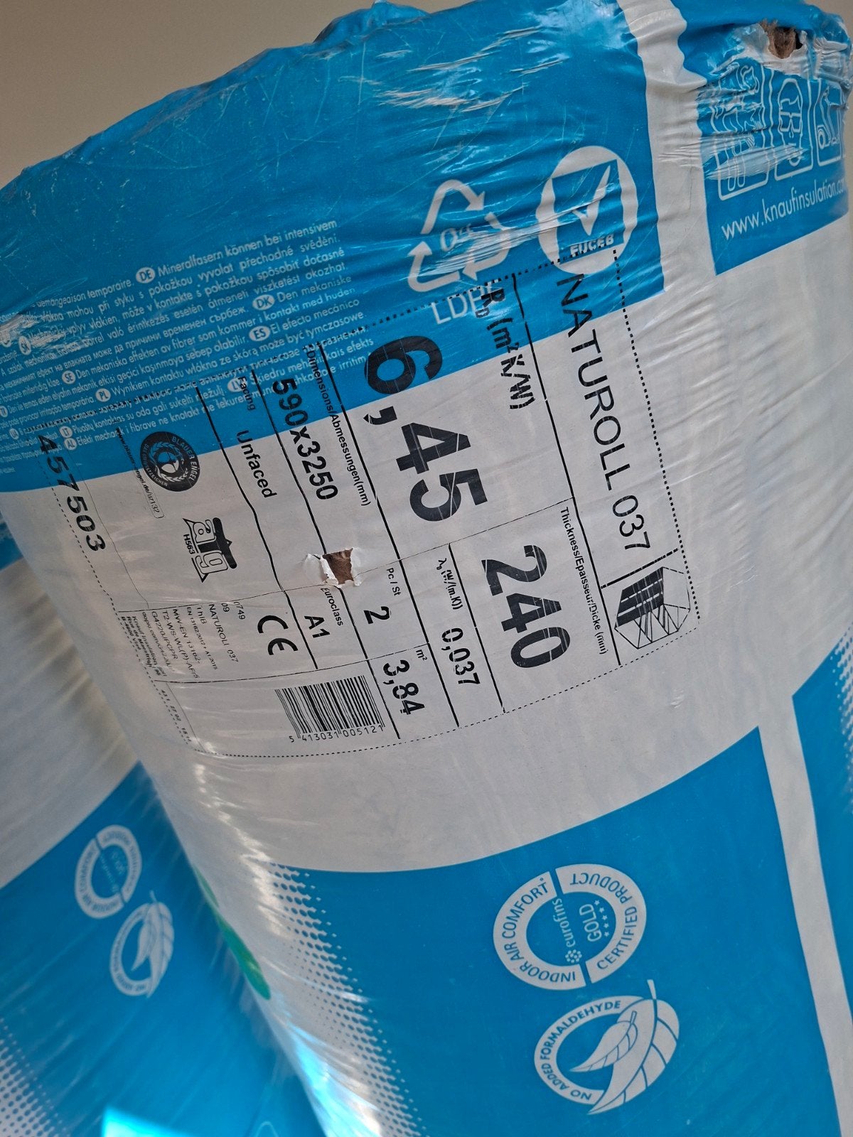 Knauf Naturoll 037 isolatie 24cm dik, 2 rollen, Ophalen