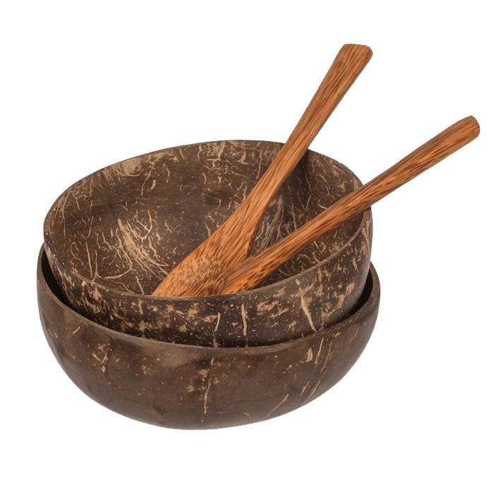 Kokosnoot schalen met lepel (2 stuks), Overige materialen, Nieuw, Ophalen of Verzenden, Schaal of Schalen