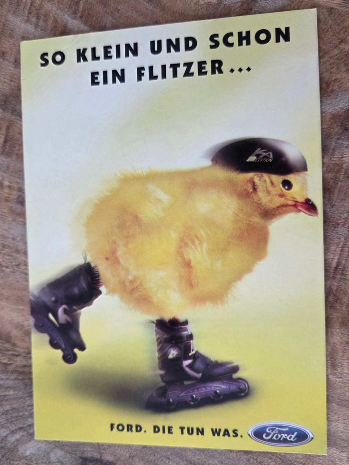 Ford Ka Reclamekaart: Kuiken op rolschaatsen, Verzenden, 1980 tot heden, Ongelopen, Voertuig