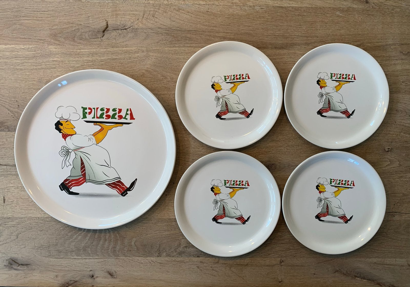 Vintage Retro Pizzaborden - Italiaanse Pizzabakker, Gebruikt, Keramiek, Vintage, Ophalen of Verzenden