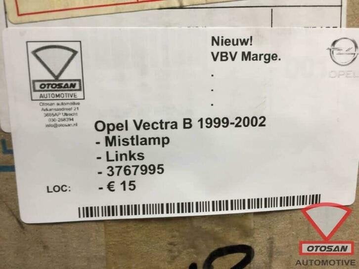 opel vectra b 1999 2002 mistlamp nieuw! links 3767995, Ophalen of Verzenden, Kontakt@opel-infoservice.de, Opel, Bahnhofsplatz 1
65423  Russelsheim am Main, DE