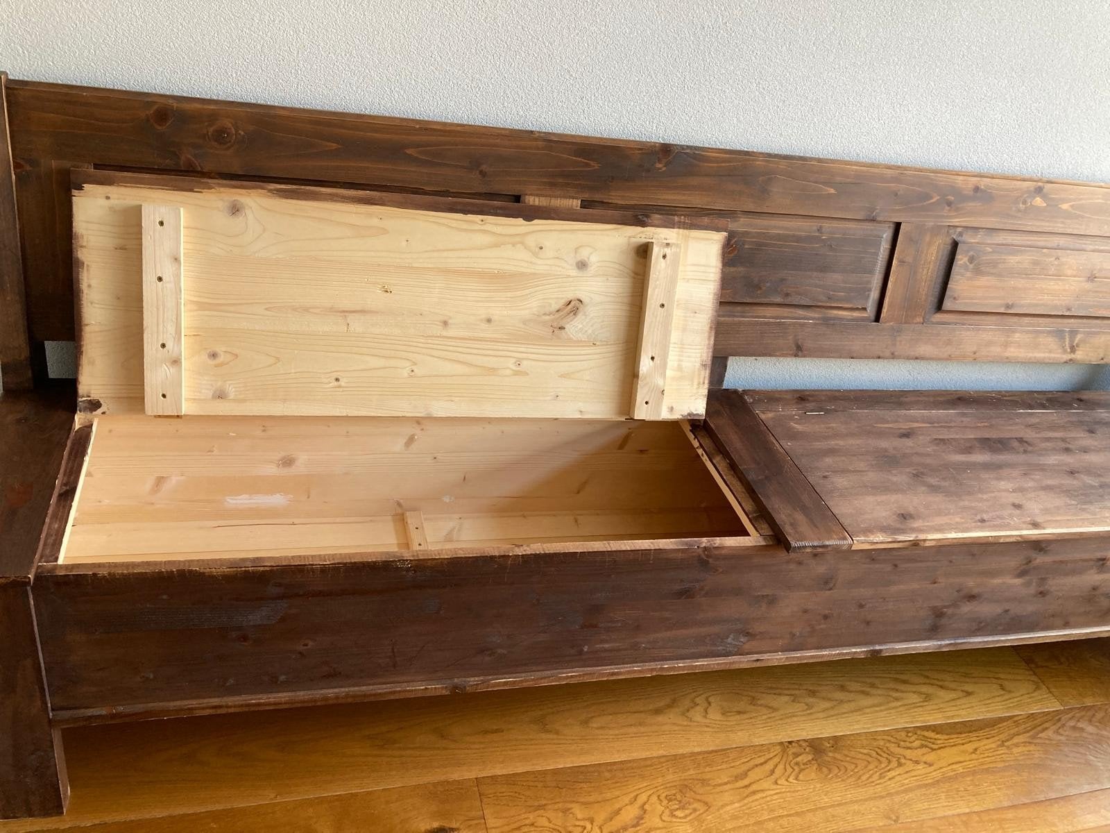 Houten bank met opbergruimte, Huis en Inrichting, Ophalen, Minder dan 50 cm, 125 cm of meer, Zo goed als nieuw