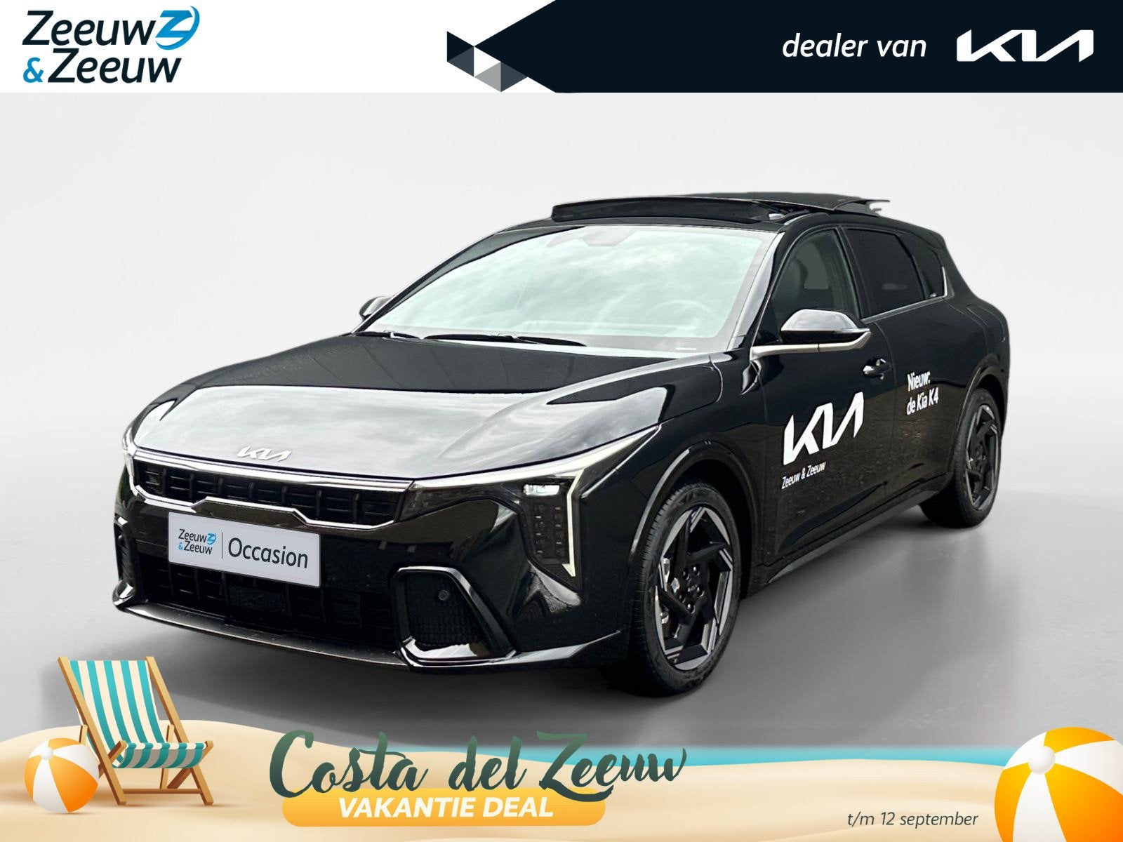 Kia K4 1.0 T-GDi MHEV GT-Line Launch Edition (pano) | Stoel/, Auto's, 12 maanden, 710 kg, Zwart, Bedrijf