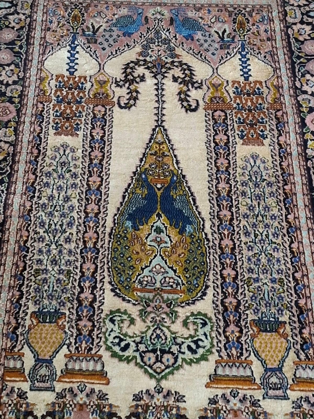 Handgemaakte Perzische tapijt Ghum 165x95cm, Ophalen, Zo goed als nieuw, Rechthoekig, 200 cm of meer