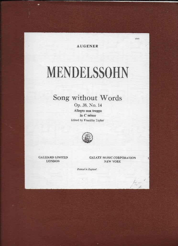 Bo555 bladmuziek mendelssohn opus 38 no 14, Gebruikt, Klassiek, Ophalen of Verzenden, Artiest of Componist