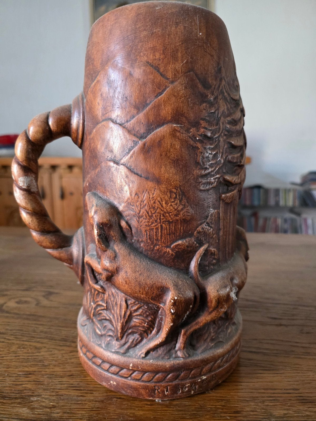 Vintage keramische bierpul met jachttafereel, Antiek en Kunst, Antiek | Keramiek en Aardewerk, Ophalen of Verzenden