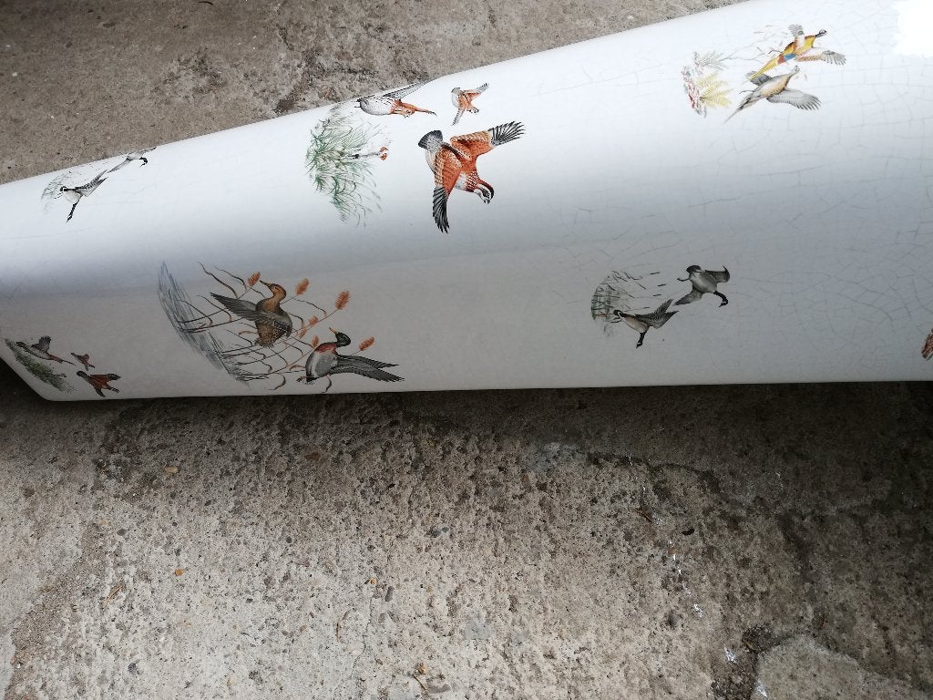 Franse wastafel op zuil prachtig decor verschillende VOGELS, Ophalen