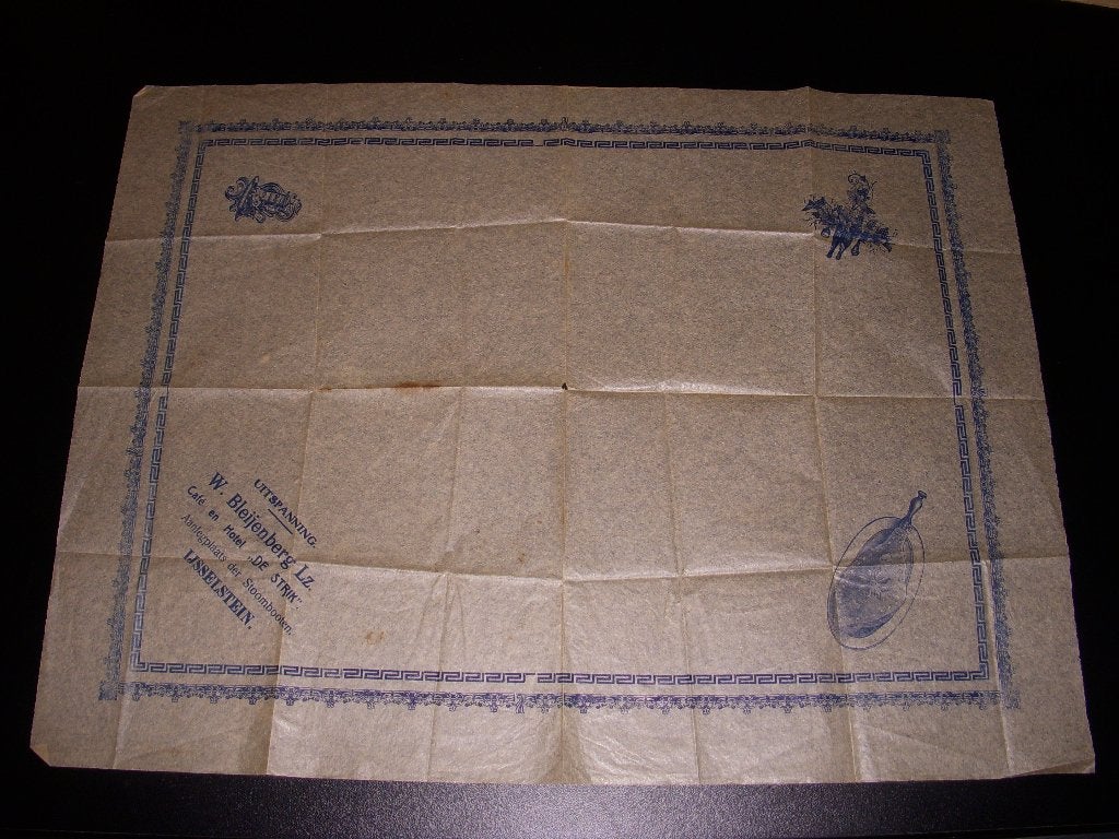 Placemat Uitspanning W Bleijenberg café & Hotel De Strik1900, Ophalen of Verzenden