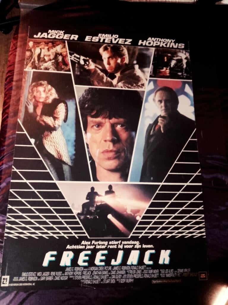 Originele Filmposter Freejack 1992 Mick Jagger 69,5 x 100 cm, Verzamelen, Deurposter of groter, Ophalen of Verzenden, Film en Tv