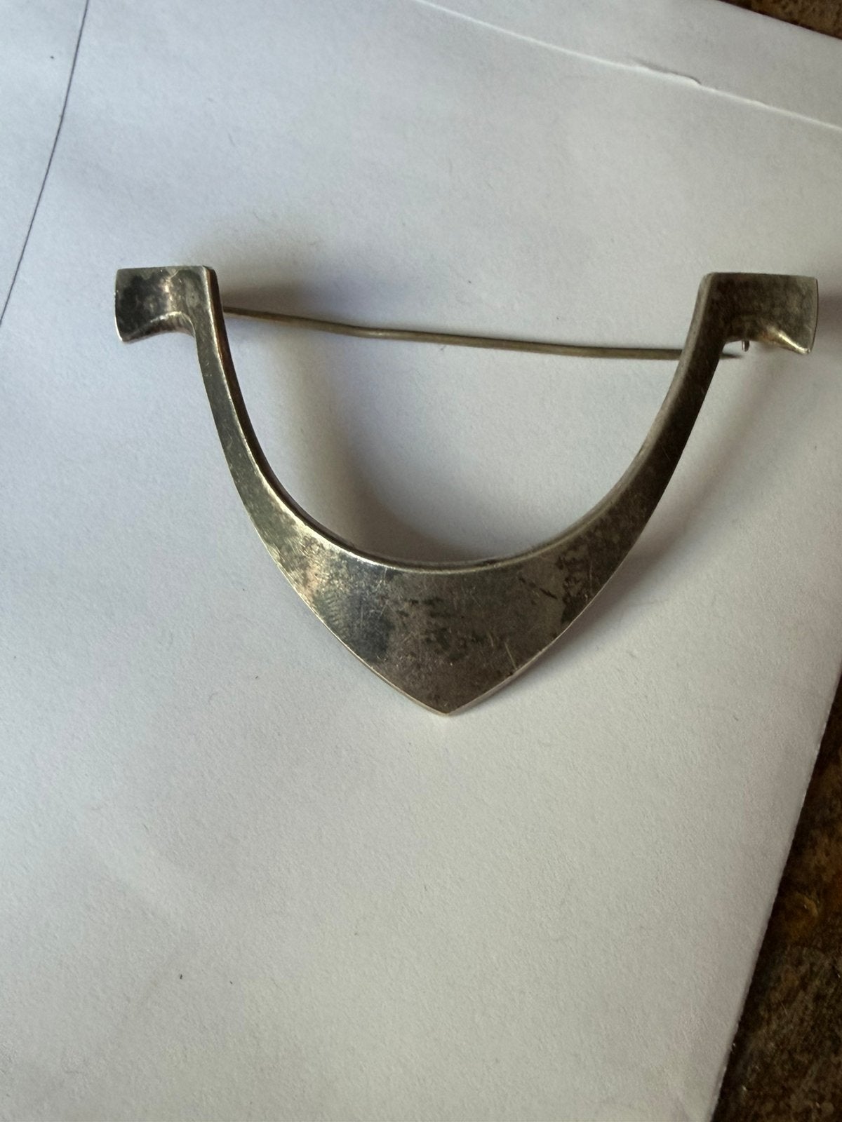 Tone Vigeland sterling zilver modernis broche Noorwegen, Verzenden, Gebruikt, 4 tot 7 cm, Zilver