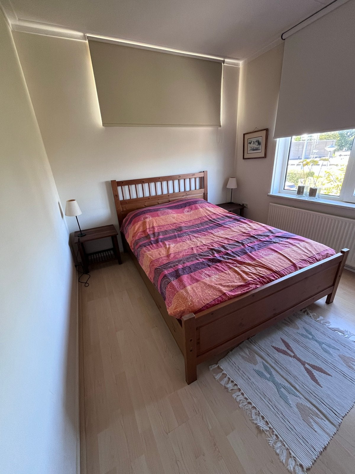 Tweepersoonsbed IKEA, evt met nachtkastjes, Ophalen, Gebruikt, Bruin, Tweepersoons