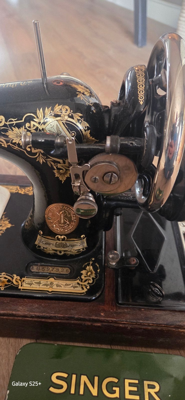 Antieke Singer Naaimachine met Houten Koffer en Accessoires, Ophalen