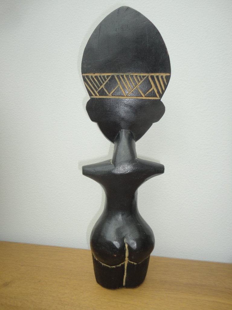 Ashanti Vruchtbaarheidsbeeld - Akua'ba - Ghana - Afrika, Hout, Afrika, 39 cm, Ophalen of Verzenden
