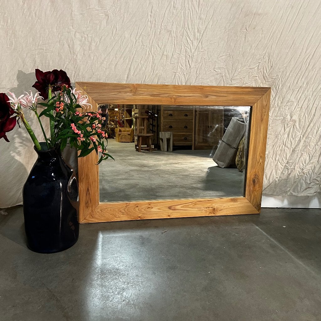 facet geslepen spiegel teak lijst 100 x 70 cm Gratis bezorgd, Huis en Inrichting, TTM Wonen, Meubels – (Perzische) Tapijten en Woonaccessoires