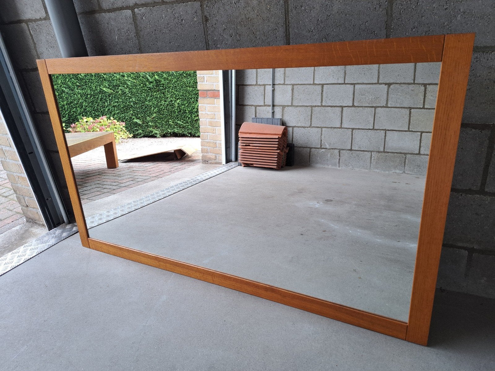 Spiegel geolied eiken, Goossens, Ophalen, 125 cm of meer, Zo goed als nieuw, Minder dan 100 cm