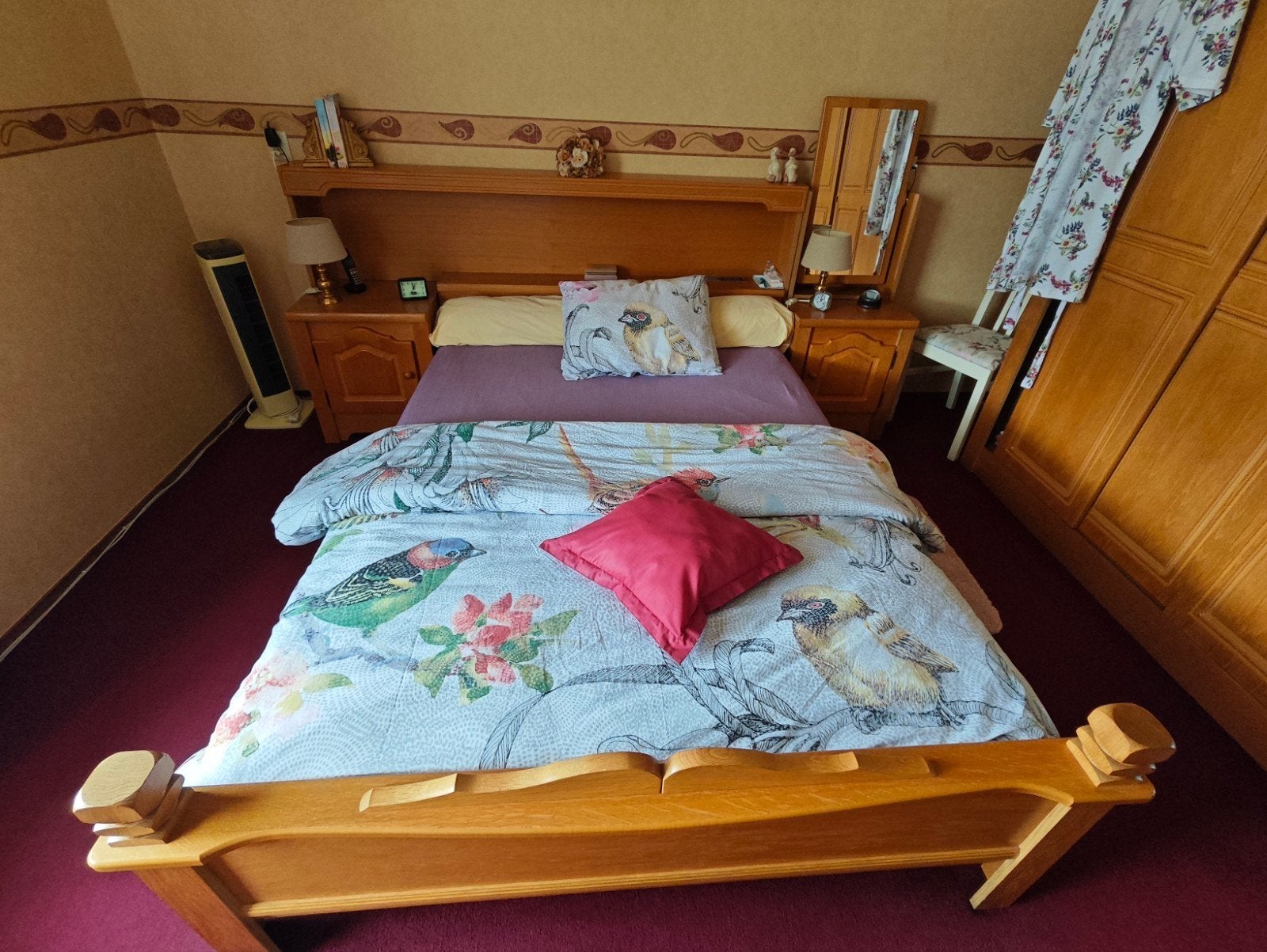 complete licht eiken slaapkamer 140x200, Ophalen, Gebruikt, Tweepersoons