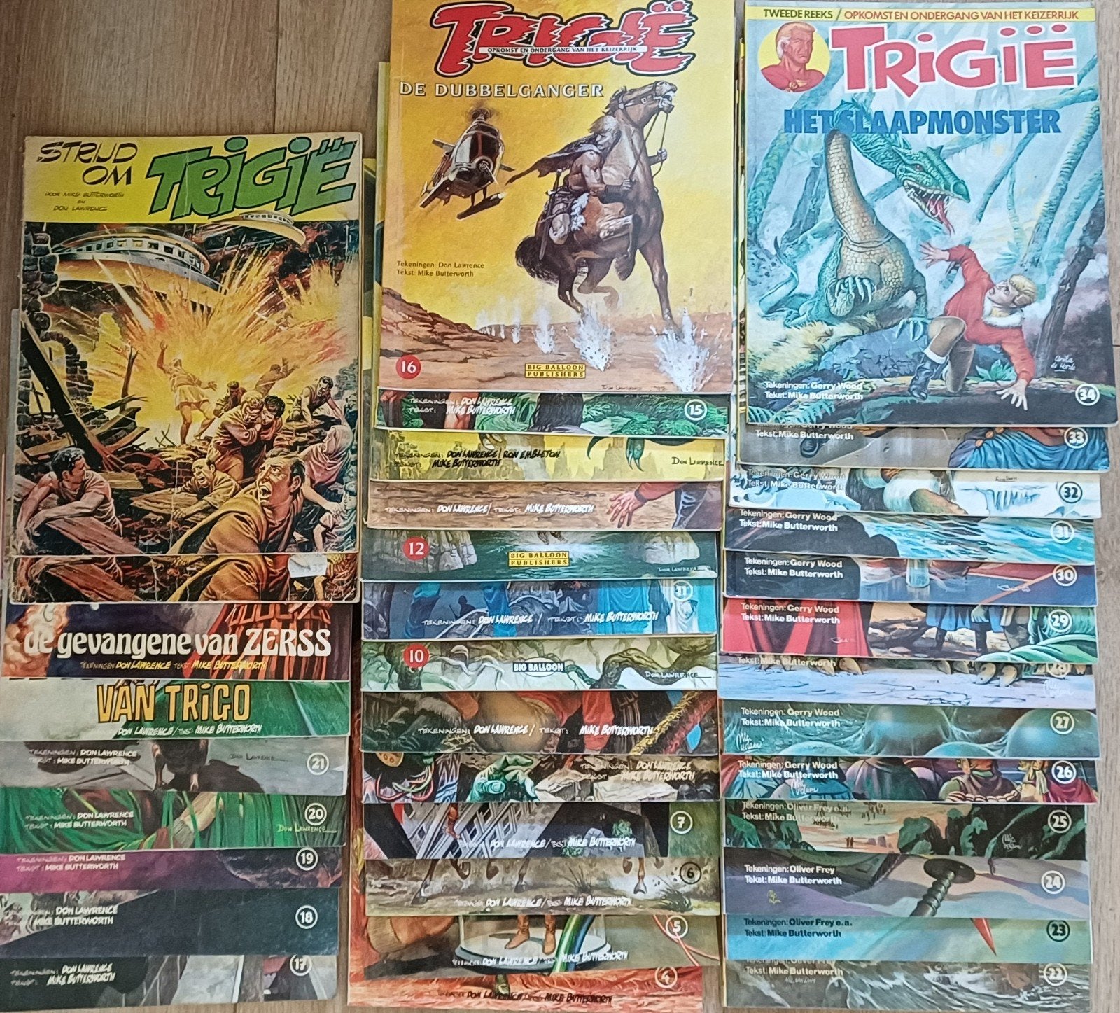 Trigië compleet, deel 1 t/m 34 (deel 35 ontbreekt), Boeken, Stripboeken, Complete serie of reeks, Ophalen of Verzenden, Zo goed als nieuw