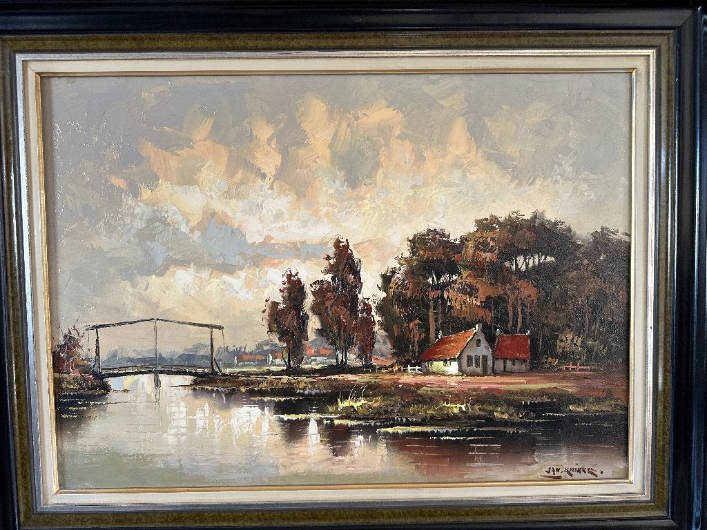 Jan Knikker senior – prachtig Hollands landschap, Ophalen of Verzenden, Klassiek, Ingelijst, Landschap