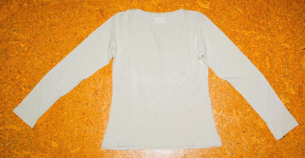 actual basics li-beige longsleeve maat L. van 90% katoen en, Beige, Maat 42/44 (L), Ophalen of Verzenden, Actual basics