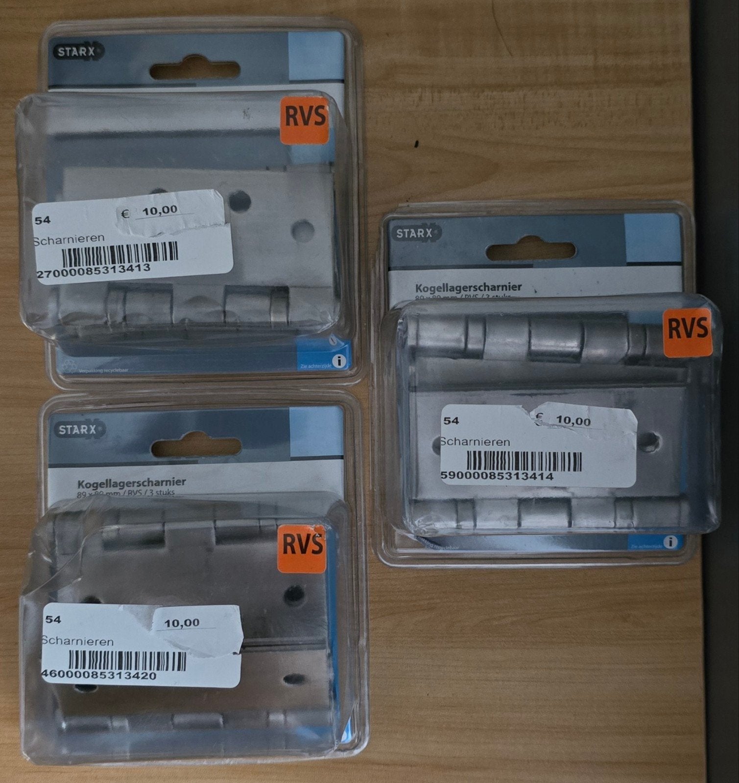 9x Starx RVS Kogellager Scharnieren - Nieuw in Doos, Ophalen of Verzenden, Nieuw, Rvs, Scharnier