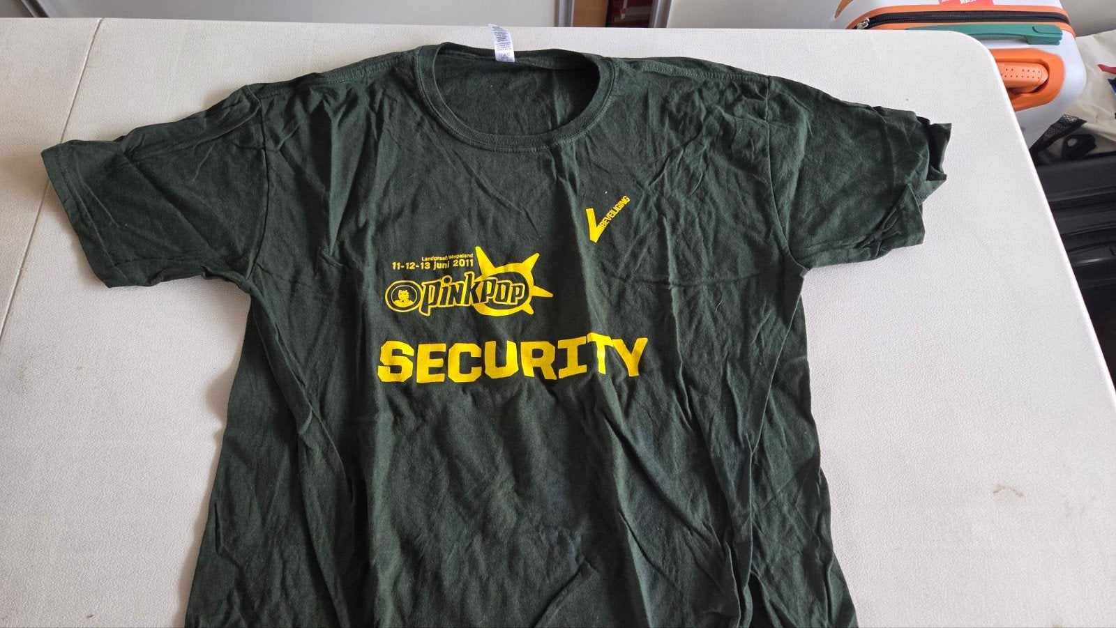 Pinkpop 2011 Security T-shirt - Groen - Maat L, Maat 52/54 (L), Verzenden, Gedragen, Groen
