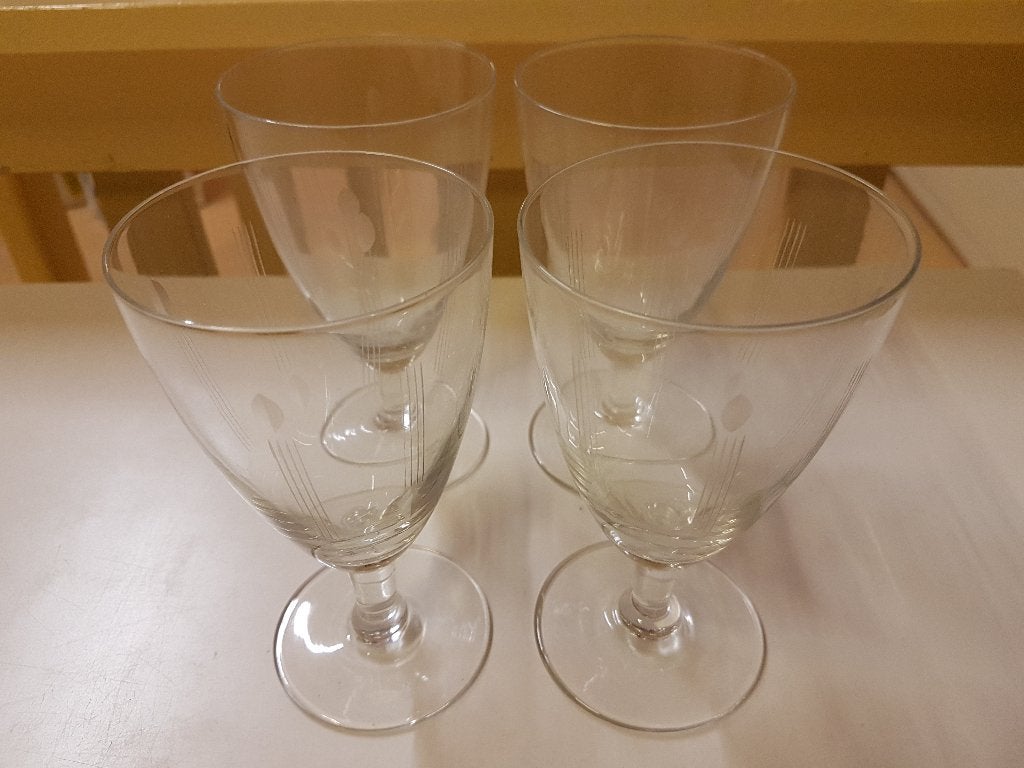 Gegraveerde wijnglazen 4 stuks 13,5 x 7,5 cm, Ophalen