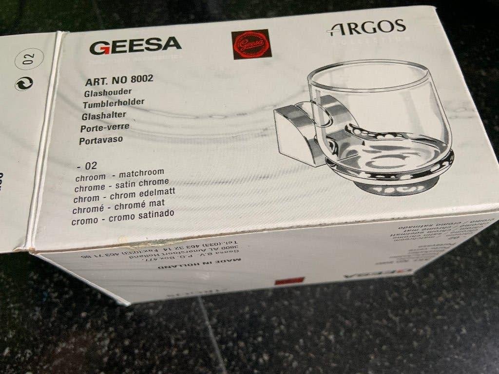Badkamer sanitair glas met houder  Geesa Argos, Ophalen of Verzenden, Nieuw, Glas, Wastafel
