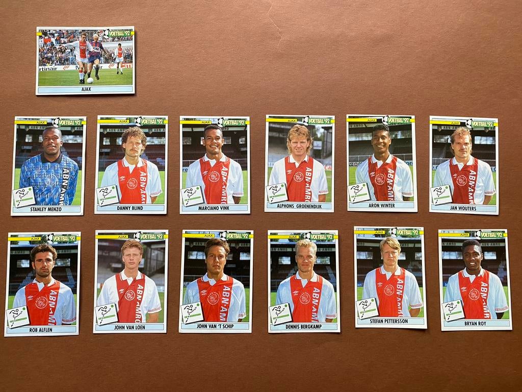 Panini voetbal'92 Ajax compleet team, Ophalen of Verzenden, Zo goed als nieuw, Ajax, Poster, Plaatje of Sticker
