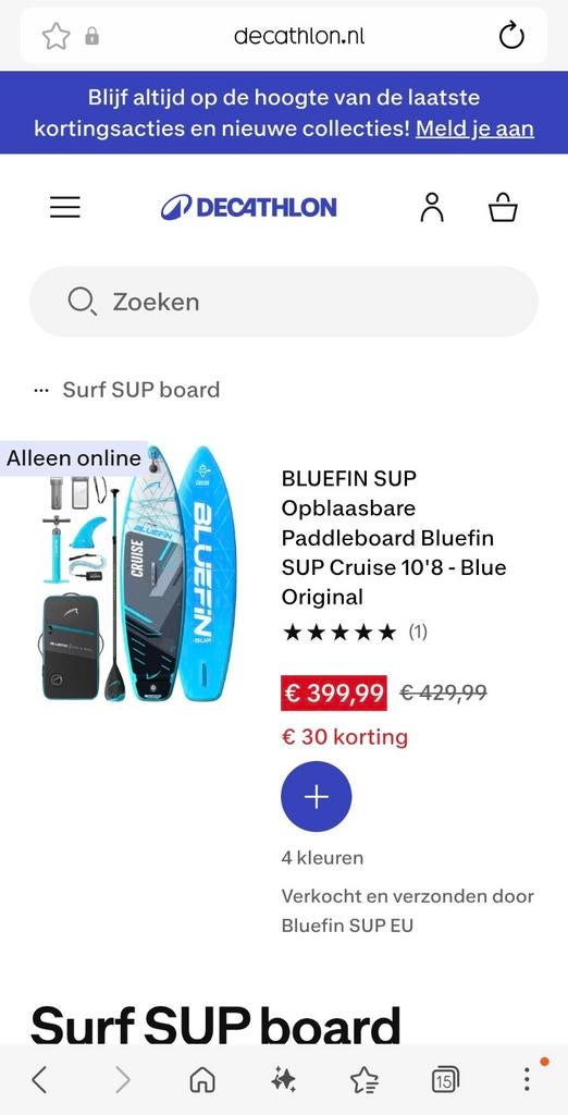 Bluefin SUP Opblaasbaar Paddleboard 10'8 - Blue Original, Ophalen, Keelham Farm, Hebden Bridge, UK, HX7 8TG, Bluefin Trading Ltd.