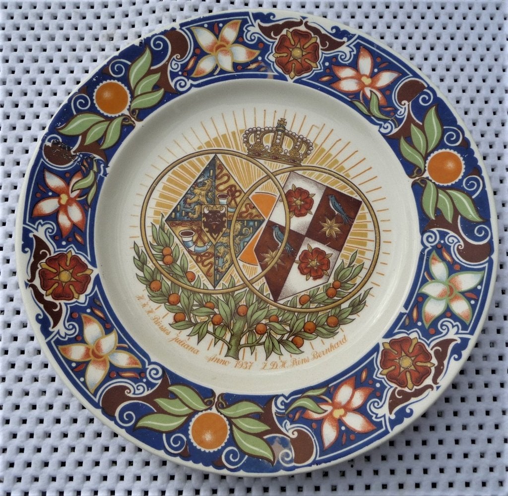 KONINGKLIJK HUIS JAMIN bord 1937 prinses Juliana Bernhard, Antiek en Kunst, Verzenden